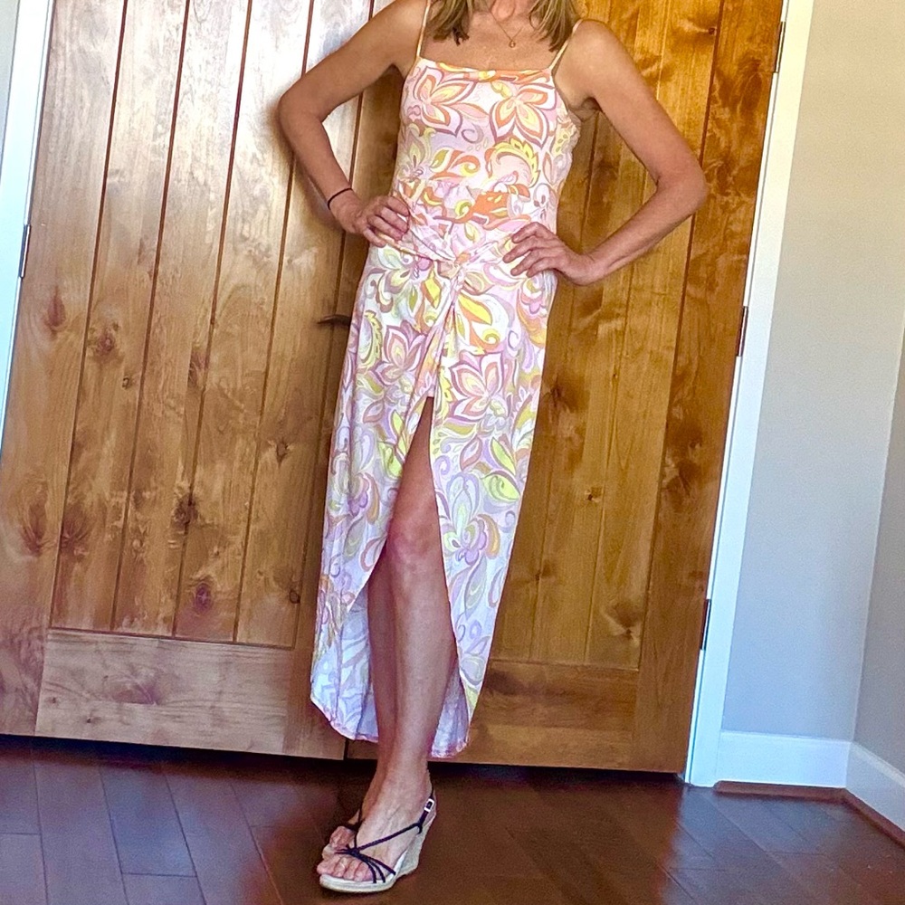 Pink Asymmetrical Sundress with Slit NWOT